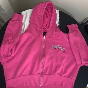 pink cropped hoodie